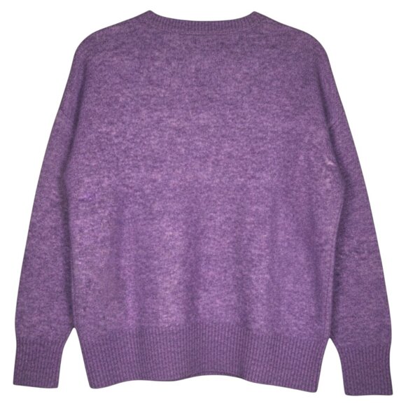 Aqua Lavender Mélange V-Neck Sweater M Soft Knit Relaxed Winter Layering - Picture 6 of 7